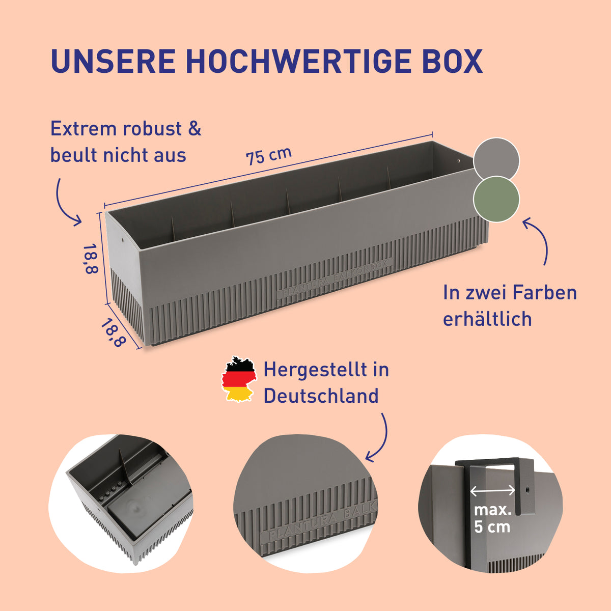Hochwertiger und robuster Balkonkasten für Balkonbox Spring Breeze