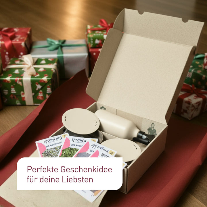Geschenk-Set zum Selberziehen von Sprossen und Microgreens