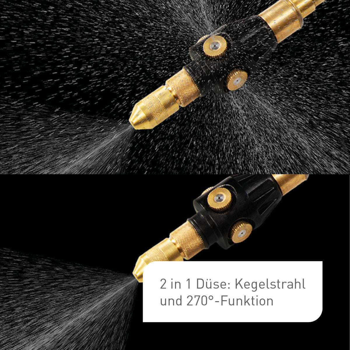 Düse und Strahl des Gloria 270° Pflanzenschutz-Sets