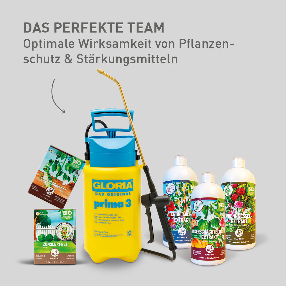 Gloria prima 3 mit Plantura Pflanzenschutz- und Stärkungsmitteln