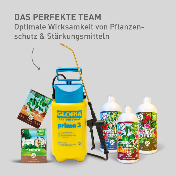 Gloria prima 3 mit Plantura Pflanzenschutz- und Stärkungsmitteln