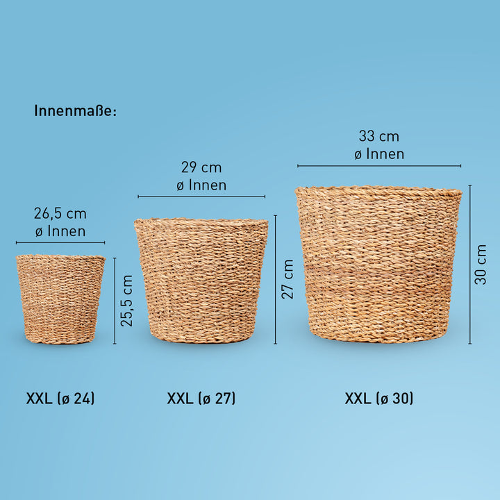 Größe des XXL-Seegras Übertopfes