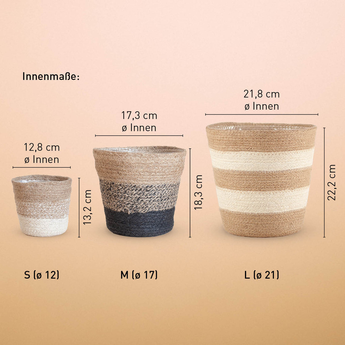 Jute Übertopf Sardinien Schwarz-Natur