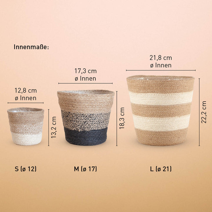 Jute Übertopf Sardinien Schwarz-Natur