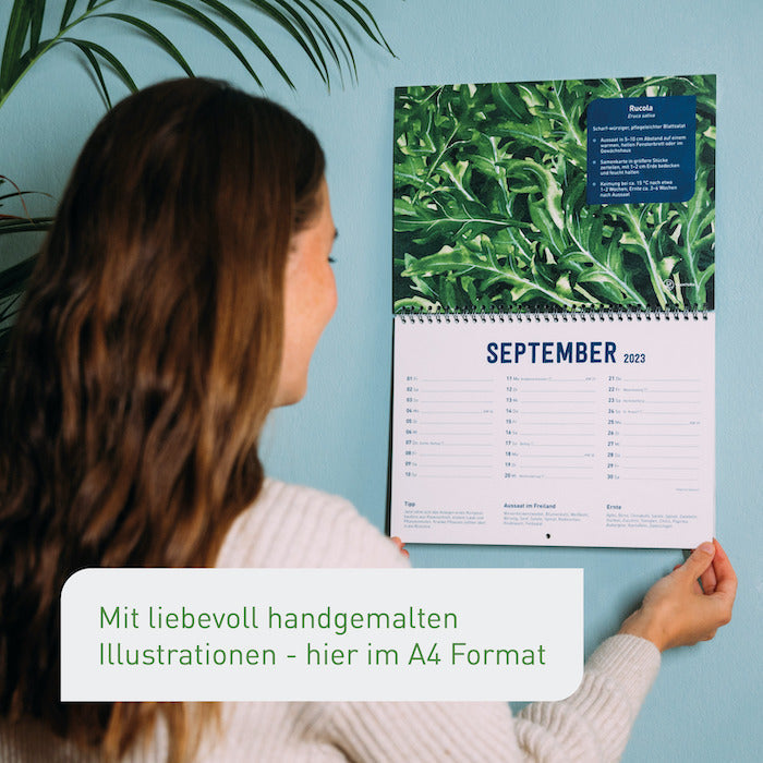 Einpflanzbarer Kalender mit Illustrationen