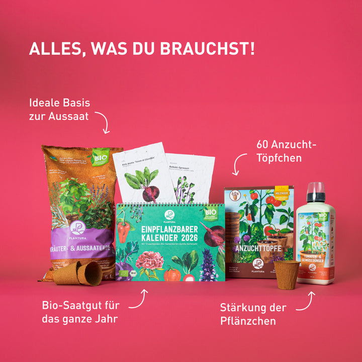 Inhalt des Plantura Kalender Geschenk-Sets