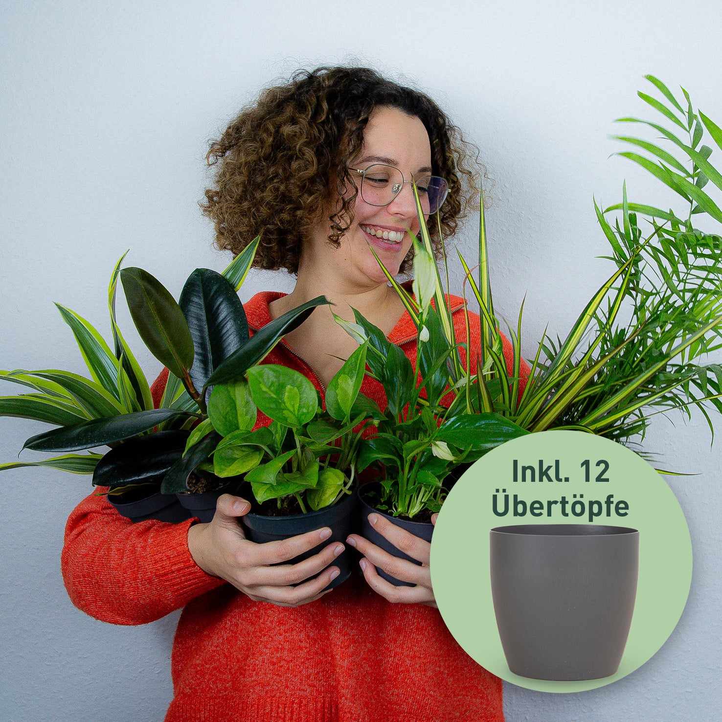 4er Set Zimmerpflanzen Retter-Box mit Bio-Faser Übertöpfen Anthrazit