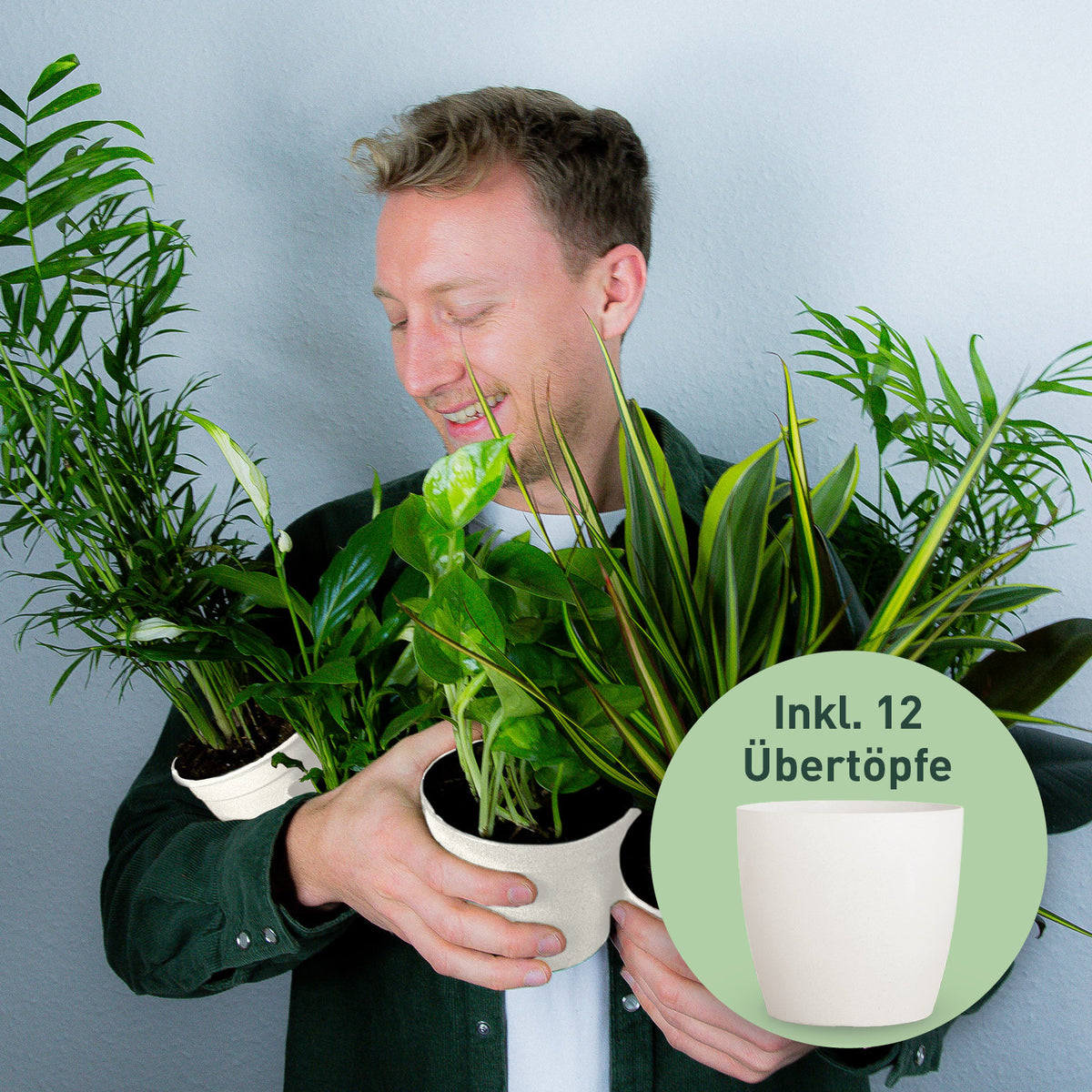 4er Set Zimmerpflanzen Retter-Box mit Bio-Faser Übertöpfen Natur