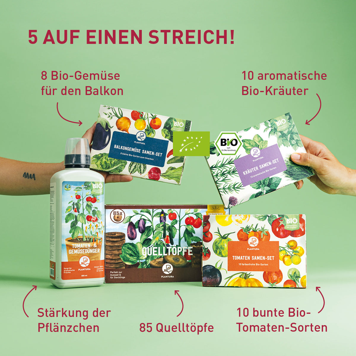 Inhalt des Plantura Saatgut Geschenk-Sets