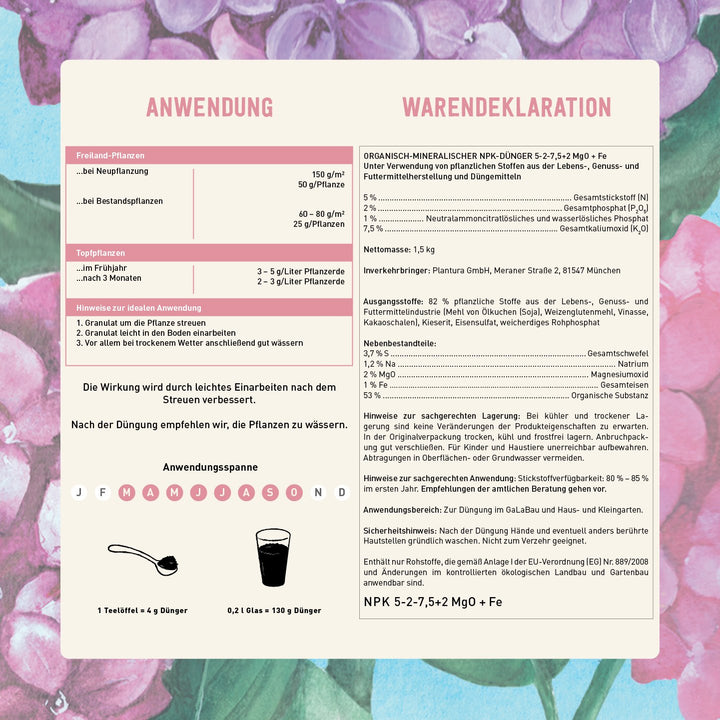 Anwendung Bio-Hortensiendünger von Plantura