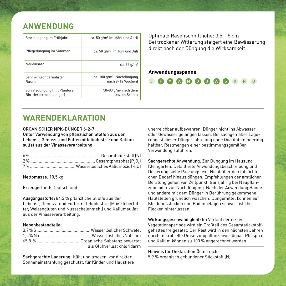 Anwendung Plantura Bio-Rasendünger