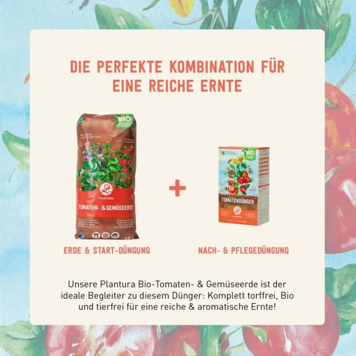 Bio-Tomatendünger und Bio-Tomatenerde von Plantura