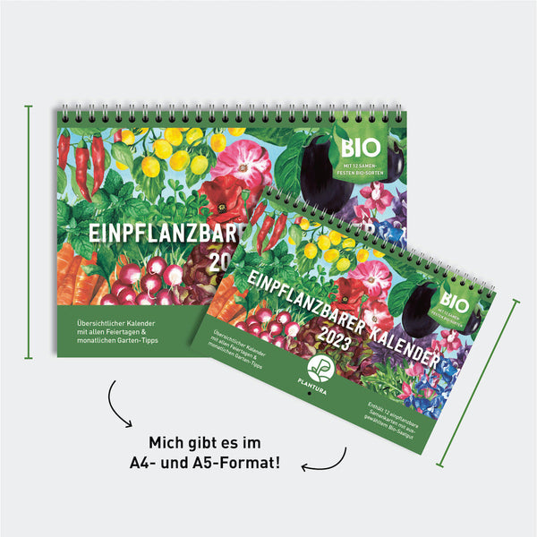 Einpflanzbarer Kalender von Plantura im A4 und A5-Format