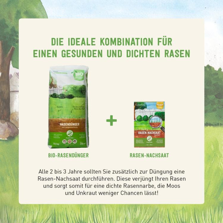 Bio-Rasendünger und Rasen-Nachsaat von Plantura